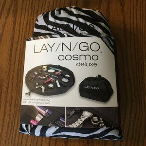 NWT Lay-N-Go Cosmo Deluxe Zebra Cosmetic Bag 22"
